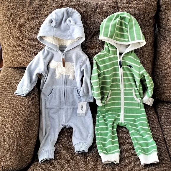 Carter's Other - 2 Carters 1-piece Outfits w/Hoods 6m Baby Boy  NWT